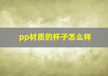 pp材质的杯子怎么样