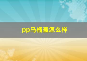 pp马桶盖怎么样