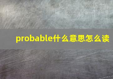 probable什么意思怎么读