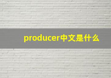 producer中文是什么