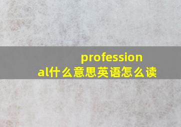 professional什么意思英语怎么读