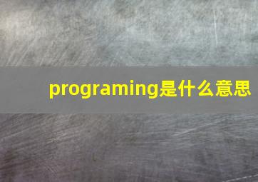 programing是什么意思