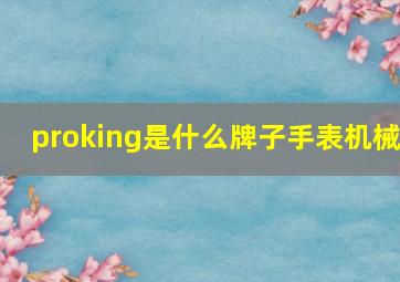 proking是什么牌子手表机械