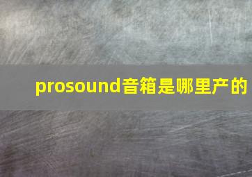 prosound音箱是哪里产的