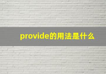 provide的用法是什么