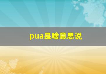 pua是啥意思说