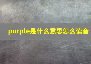 purple是什么意思怎么读音