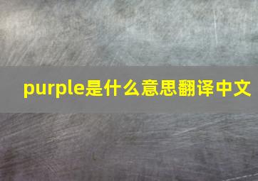 purple是什么意思翻译中文