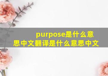 purpose是什么意思中文翻译是什么意思中文