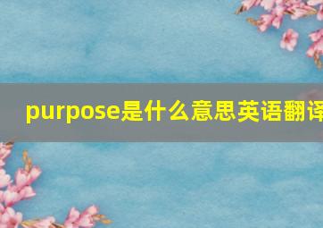 purpose是什么意思英语翻译