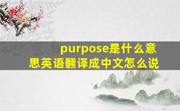 purpose是什么意思英语翻译成中文怎么说