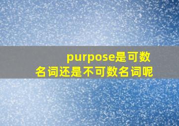 purpose是可数名词还是不可数名词呢