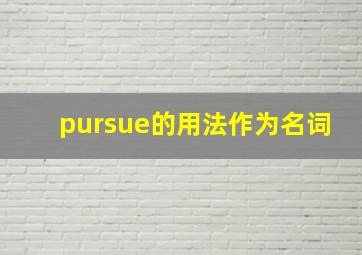 pursue的用法作为名词