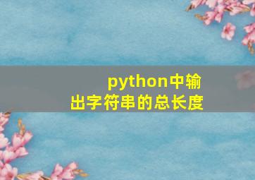 python中输出字符串的总长度