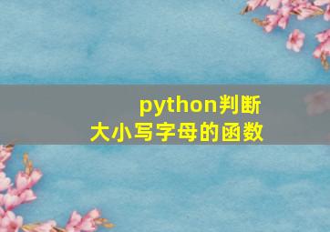 python判断大小写字母的函数