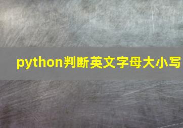 python判断英文字母大小写