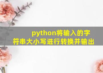 python将输入的字符串大小写进行转换并输出