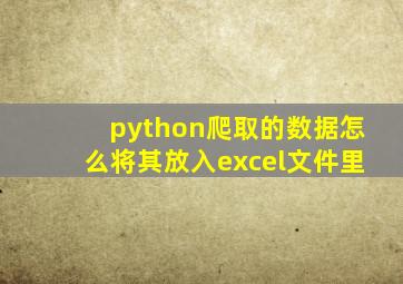 python爬取的数据怎么将其放入excel文件里