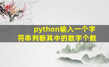 python输入一个字符串判断其中的数字个数