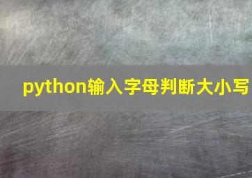 python输入字母判断大小写