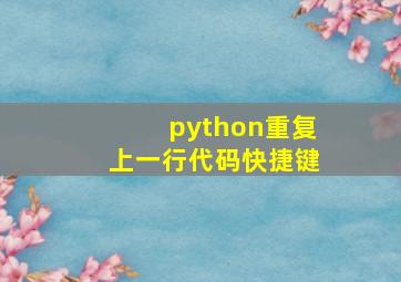 python重复上一行代码快捷键