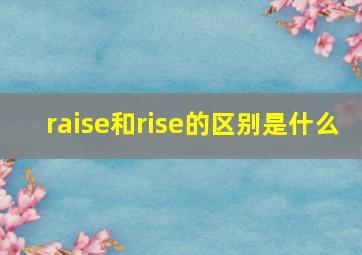 raise和rise的区别是什么