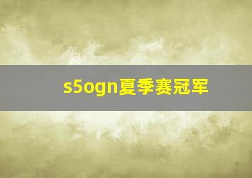 s5ogn夏季赛冠军