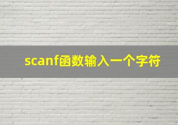 scanf函数输入一个字符