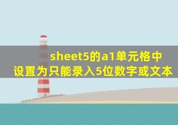 sheet5的a1单元格中设置为只能录入5位数字或文本