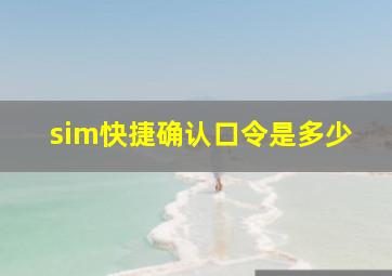 sim快捷确认口令是多少