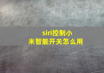 siri控制小米智能开关怎么用