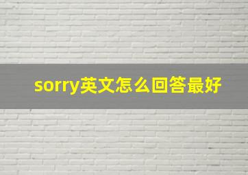 sorry英文怎么回答最好