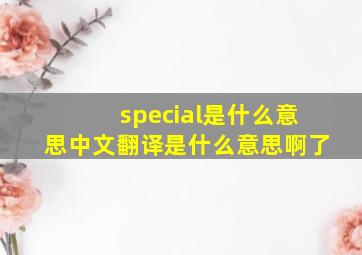 special是什么意思中文翻译是什么意思啊了