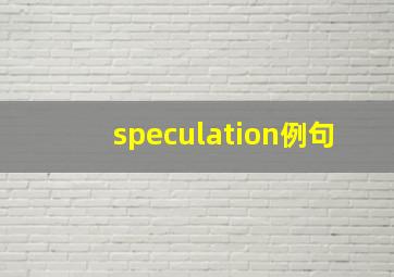 speculation例句