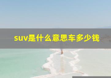 suv是什么意思车多少钱