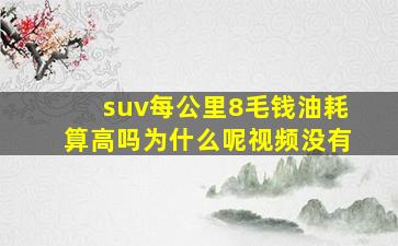 suv每公里8毛钱油耗算高吗为什么呢视频没有