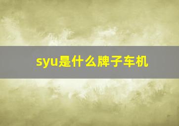 syu是什么牌子车机