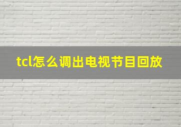 tcl怎么调出电视节目回放