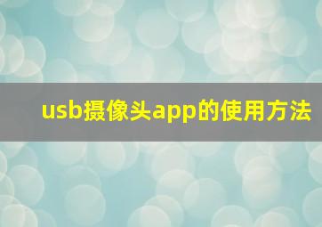 usb摄像头app的使用方法