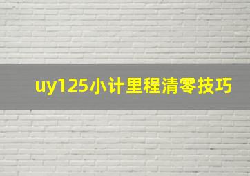 uy125小计里程清零技巧