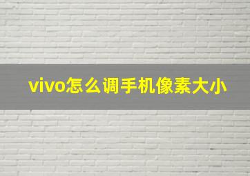 vivo怎么调手机像素大小