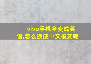 vivo手机全变成英语,怎么换成中文模式呢