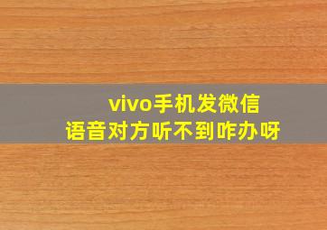 vivo手机发微信语音对方听不到咋办呀