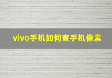 vivo手机如何查手机像素