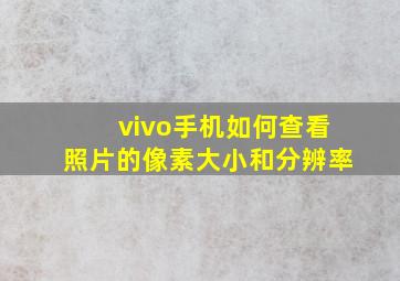 vivo手机如何查看照片的像素大小和分辨率