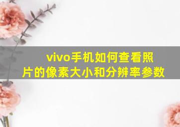 vivo手机如何查看照片的像素大小和分辨率参数