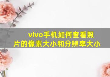 vivo手机如何查看照片的像素大小和分辨率大小