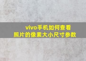 vivo手机如何查看照片的像素大小尺寸参数