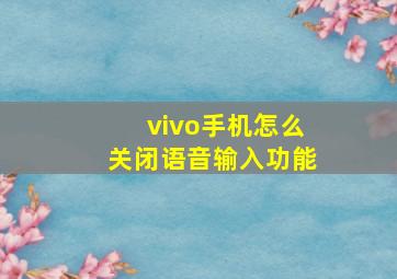 vivo手机怎么关闭语音输入功能