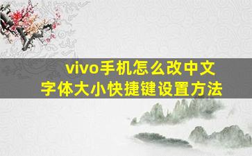 vivo手机怎么改中文字体大小快捷键设置方法